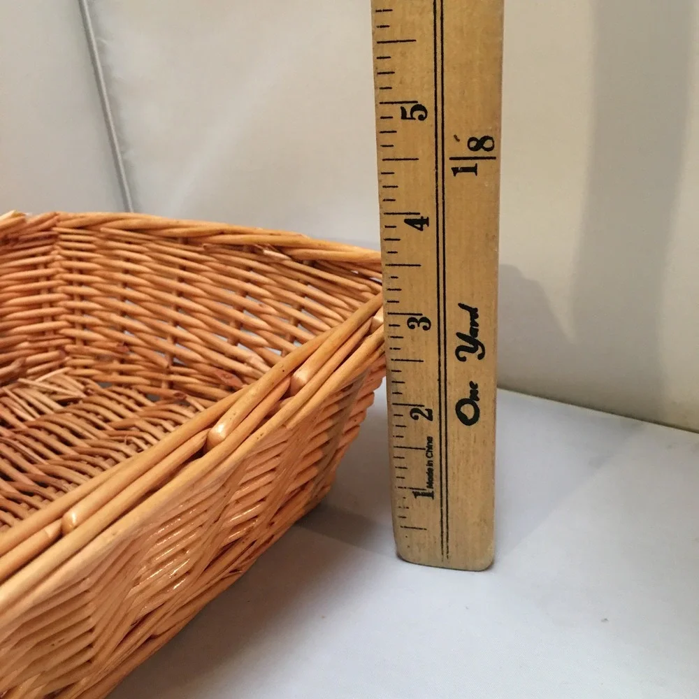 Woven Wicker Basket Home Decor 8x8 Brown Square Tapered Cottagecore Bohemian